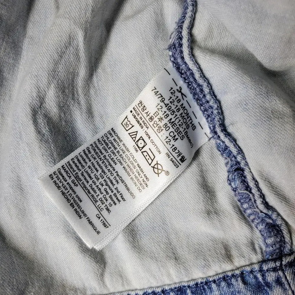 Gap Denim Toddler Girl Chambray Ruffle Sleeve Dress Size 12-18 Months - Picture 6 of 11